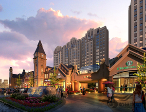 小区入口建筑效果图 